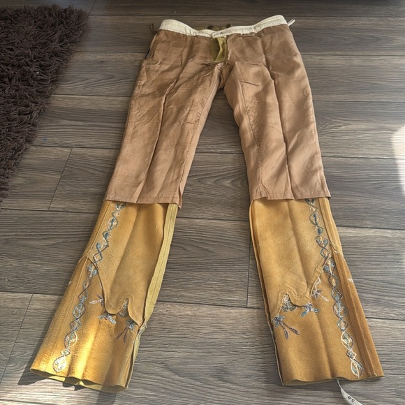 RARE Ralph Lauren blue label calf-suede tan leather embroidered western pants 6 - Picture 13 of 17